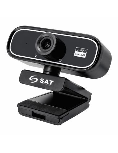 Cámara Web SAT HD 1080P para PC y Portátil, referencia SAT-CW1080ML, vista en ángulo