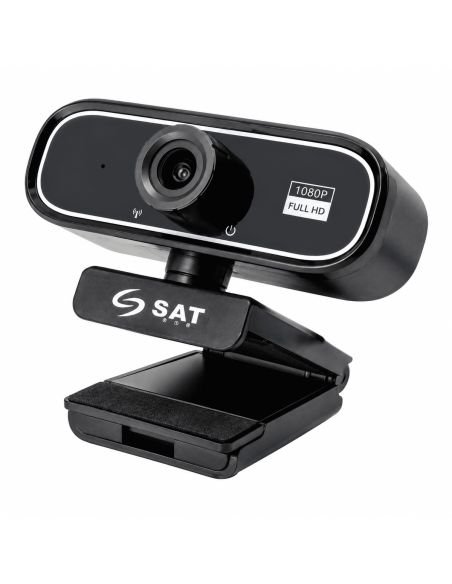 Cámara Web SAT HD 1080P para PC y Portátil, referencia SAT-CW1080ML, vista en ángulo
