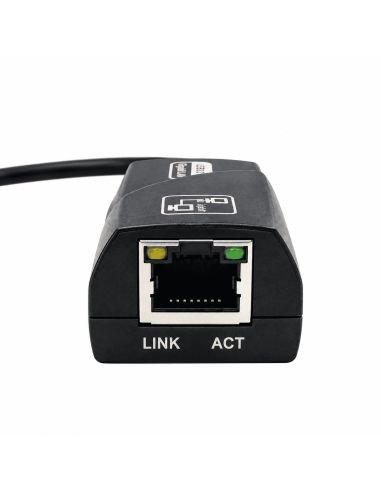 Puerto RJ45 del adaptador con los indicadores LINK y ACT