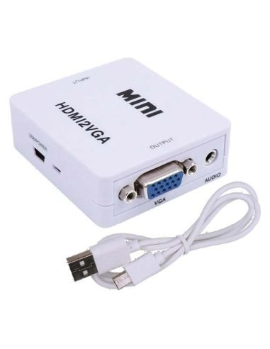Convertidor HDMI a VGA activo MINI con salida de audio y cable USB