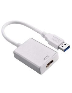 Adaptador USB 3.0 a HDMI en carcasa metalica plateada