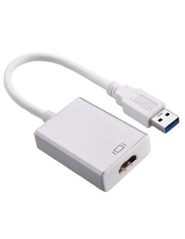 Adaptador USB 3.0 a HDMI en carcasa metalica plateada