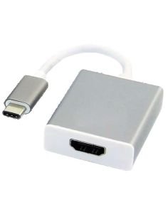 Adaptador Tipo C a HDMI en carcasa metalica plateada
