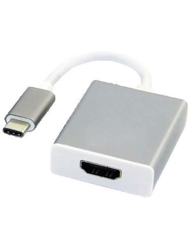Adaptador Tipo C a HDMI en carcasa metalica plateada