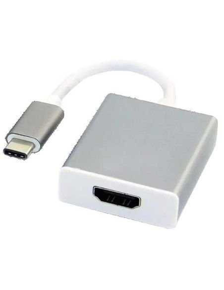 Adaptador Tipo C a HDMI en carcasa metalica plateada
