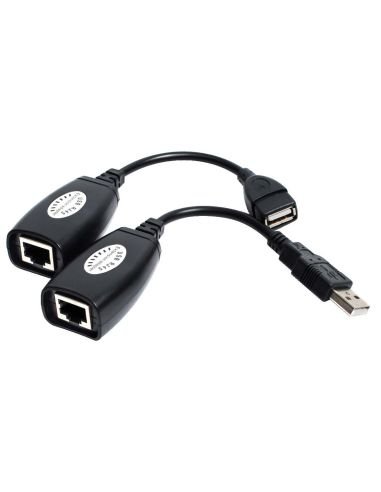 Par de extensores USB por cable de red, emisor y receptor con puerto RJ45