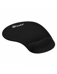Mouse pad Nicols negro con apoyo de gel para la muneca, vista en angulo