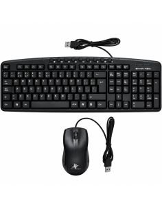 Combo Star Tec ST-CB-71: teclado en espaniol y mouse alambrico USB, vista de frente