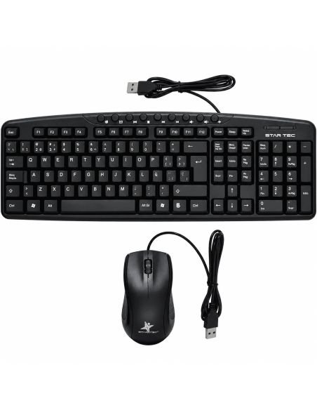 Combo Star Tec ST-CB-71: teclado en espaniol y mouse alambrico USB, vista de frente