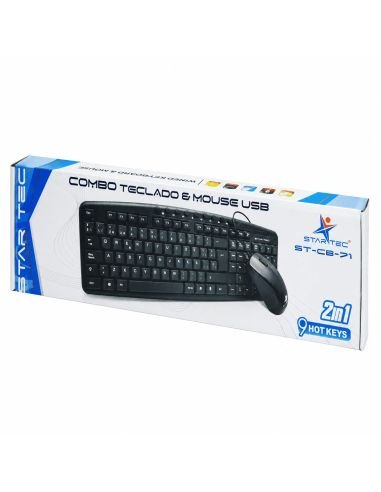 Caja original del combo Star Tec ST-CB-71 teclado y mouse USB con 9 teclas rapidas