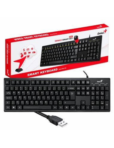 Teclado Genius Smart KB-100 con su caja original y el conector USB a la vista
