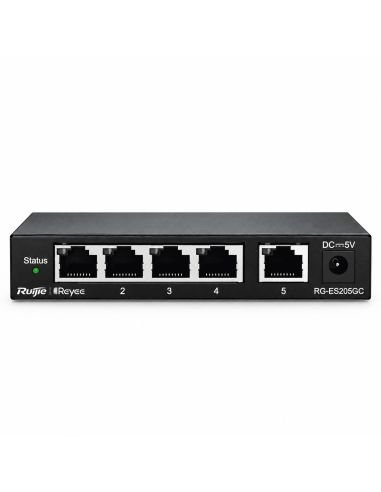 Switch Reyee RG-ES205GC 5 Puertos Gigabit Nube CCTV, referencia RG-ES205GC, vista en ángulo
