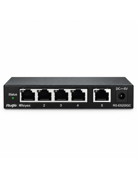Switch Reyee RG-ES205GC 5 Puertos Gigabit Nube CCTV, referencia RG-ES205GC, vista en ángulo