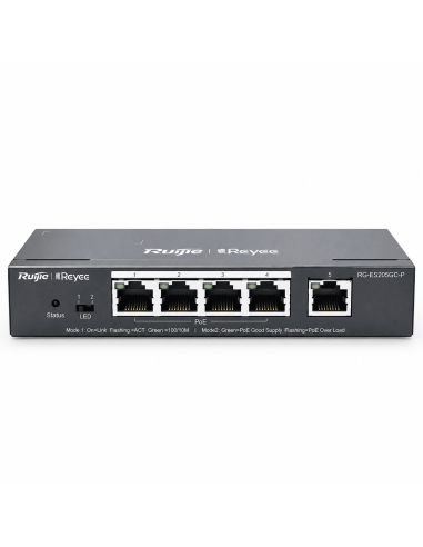 Switch PoE Reyee RG-ES205GC-P 5 Puertos Gigabit 54W, referencia RG-ES205GC-P, vista frontal