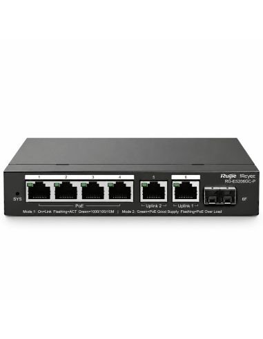 Switch PoE Reyee RG-ES206GS-P 6 Puertos Gigabit SFP 54W, referencia RG-ES206GS-P, vista en ángulo