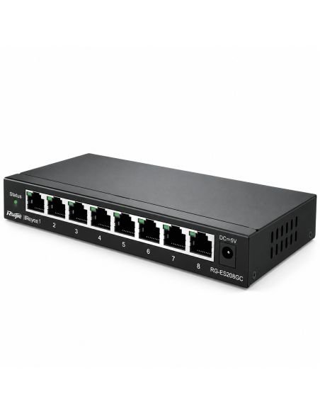 Switch Reyee RG-ES208GC 8 Puertos Gigabit Nube CCTV, referencia RG-ES208GC, vista en ángulo
