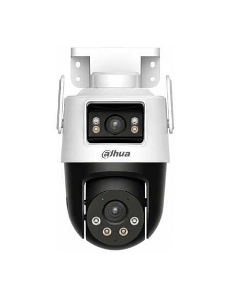 Cámara WiFi Dahua DH-IPC-P3DP-3F-PV Doble Lente 3+3MP Exterior IP66, vista frontal con los dos lentes