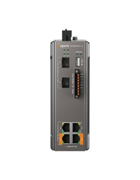 Switch PoE Industrial L2+ Wi-Tek SP3006FM-L2-V3 4 Puertos Gigabit 2 SFP 2.5G 120W, vista 3