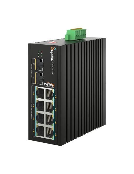 Switch PoE Industrial Wi-Tek SP3010F 8 Puertos Gigabit 2 SFP 240W, vista principal