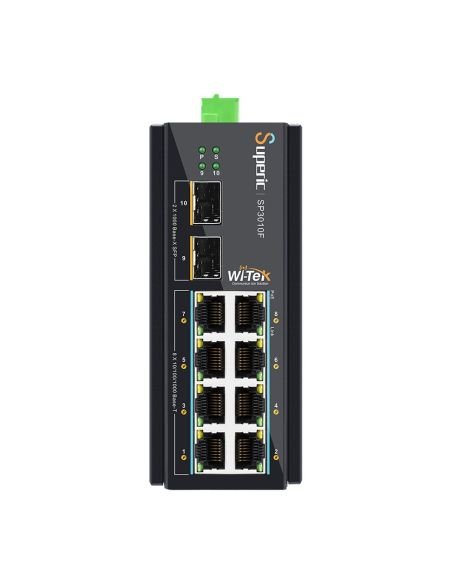Switch PoE Industrial Wi-Tek SP3010F 8 Puertos Gigabit 2 SFP 240W, vista 2