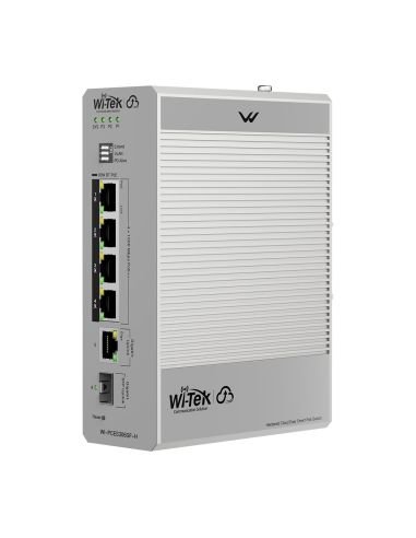 Switch PoE Industrial Wi-Tek WI-PCES306GF-H 4 Puertos Gigabit 802.3bt Riel DIN, vista principal