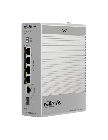 Switch PoE Industrial Wi-Tek WI-PCES306GF-H 4 Puertos Gigabit 802.3bt Riel DIN, vista principal
