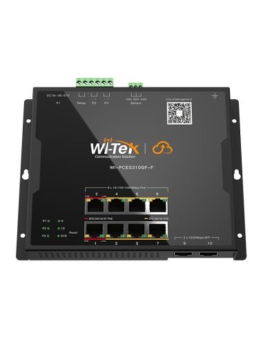 Switch PoE Industrial Plano Wi-Tek WI-PCES310GF-F 8 Puertos Gigabit 2 SFP 145W, vista 4