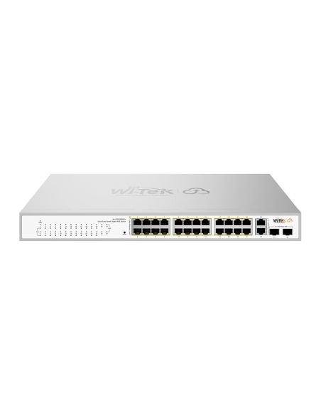 Switch PoE Cloud Gigabit Wi-Tek WI-PCES328GFH 24 Puertos PoE 4 Uplink 235W, vista principal