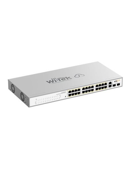 Switch PoE Cloud Gigabit Wi-Tek WI-PCES328GFH 24 Puertos PoE 4 Uplink 235W, vista 3