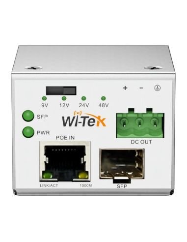 Convertidor PoE a Fibra SFP Wi-Tek WI-RSC302PD Gigabit con Salida DC, vista 3