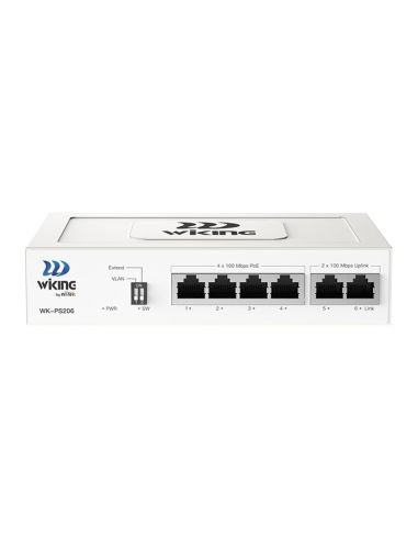 Switch PoE Wi-Tek WK-PS206-V2 4 Puertos PoE 10/100 2 Uplink 45W, vista principal