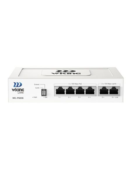 Switch PoE Wi-Tek WK-PS206-V2 4 Puertos PoE 10/100 2 Uplink 45W, vista principal