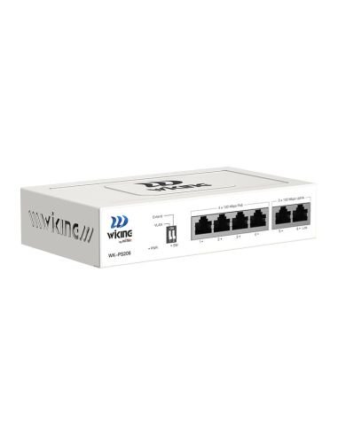 Switch PoE Wi-Tek WK-PS206-V2 4 Puertos PoE 10/100 2 Uplink 45W, vista 2