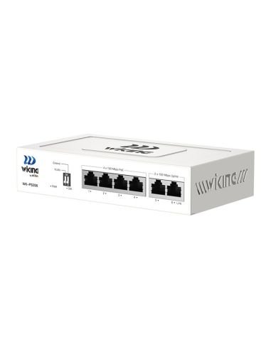 Switch PoE Wi-Tek WK-PS206-V2 4 Puertos PoE 10/100 2 Uplink 45W, vista 3