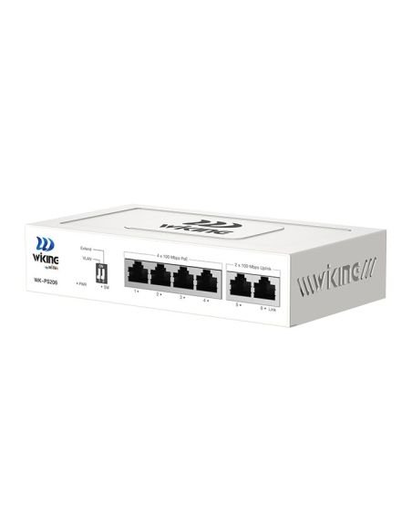 Switch PoE Wi-Tek WK-PS206-V2 4 Puertos PoE 10/100 2 Uplink 45W, vista 3