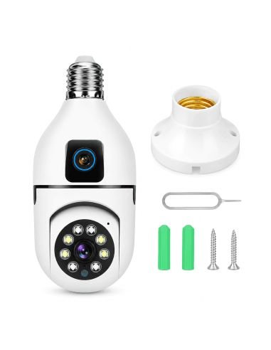 Cámara Bombillo Robot Doble Lente 1.3MP, referencia B380-E27L, vista en ángulo