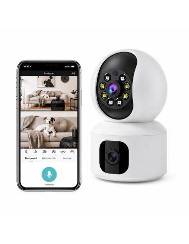 Cámara Doble Lente Hogar V380 Pro, referencia MAIS-10, vista en ángulo