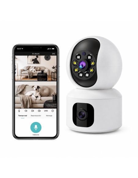 Cámara Doble Lente Hogar V380 Pro, referencia MAIS-10, vista en ángulo