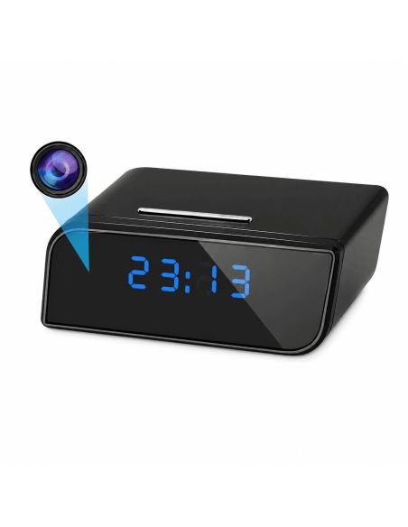 Reloj Digital Cámara Oculta WiFi LookCam, referencia CRE01, detalle de conectores y puertos