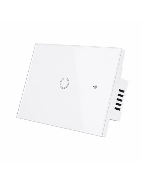 Interruptor Inteligente WiFi RF 1 Canal Tuya Alexa, referencia 760505, vista en ángulo