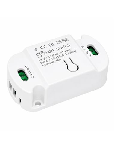 Interruptor Inteligente WiFi Smart Switch Tuya, referencia 760511, detalle de conectores y puertos