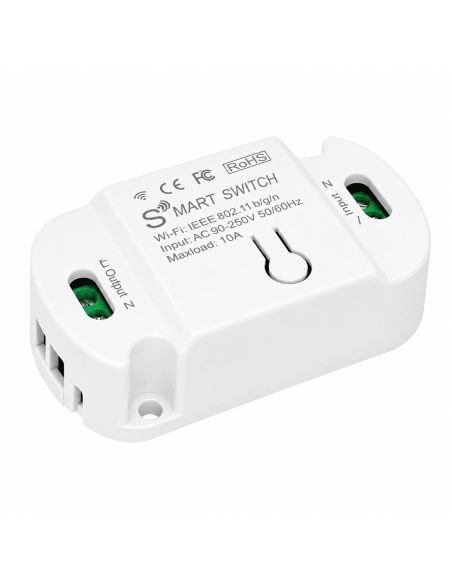 Interruptor Inteligente WiFi Smart Switch Tuya, referencia 760511, detalle de conectores y puertos