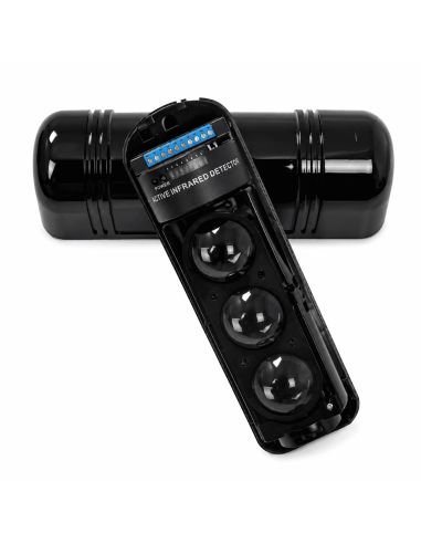 Barrera Infrarroja 3 Haces Hasta 250m IP55, referencia ABT-250, detalle de conectores y puertos