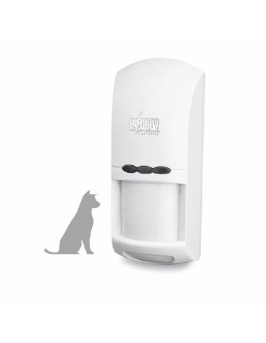 Sensor PIR Inalámbrico Hagroy 9m 433MHz CR123A, referencia HG-MC8250RDMT, vista en ángulo