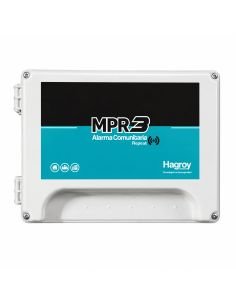 Alarma Comunitaria Hagroy 100 Usuarios 16 en Red, referencia HG-MPR3, detalle de conectores y puertos