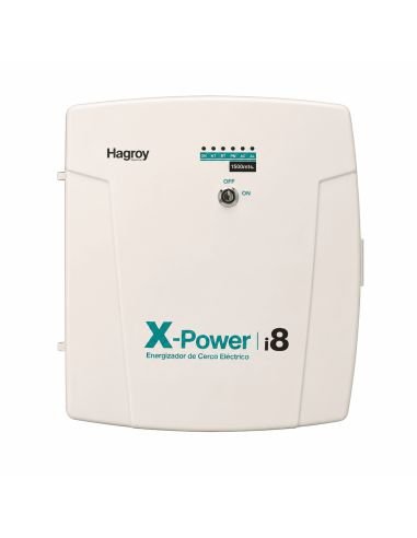 Electrificador XPower i8 1500m Cerco y Alarma en Uno, referencia HG-XPOWERI8-220, detalle de conectores y puertos