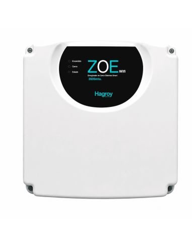 Electrificador Cerco WiFi Zoe 3500m 32 Sensores App, referencia HG-ZOE-WIFI, detalle de conectores y puertos