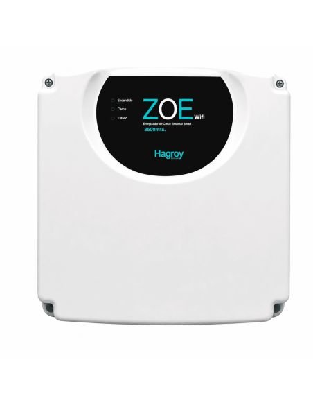 Electrificador Cerco WiFi Zoe 3500m 32 Sensores App, referencia HG-ZOE-WIFI, detalle de conectores y puertos