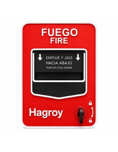 Estacion Manual Incendio con Cubierta Protectora BEM, referencia HG-EMM-HG-BEM, vista en ángulo