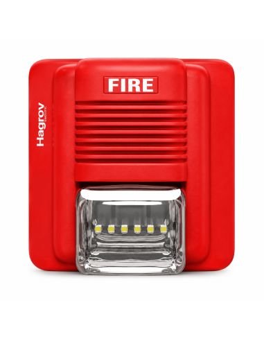 Sirena Estroboscopica Incendio 110dB 3 Tonos 12-24VDC, referencia EPA-183B, vista frontal